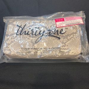 THIRTY-ONE All about the Benjamin’s Wallet snakeskin putty wallet clutch